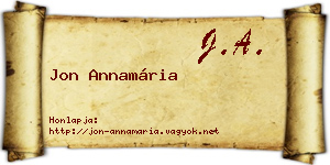 Jon Annamária névjegykártya